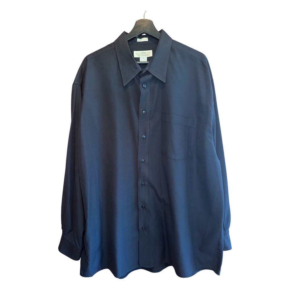 Natural Issue Mens XXL Black Micro-Touch Long Sleeve Button Down Shirt Office